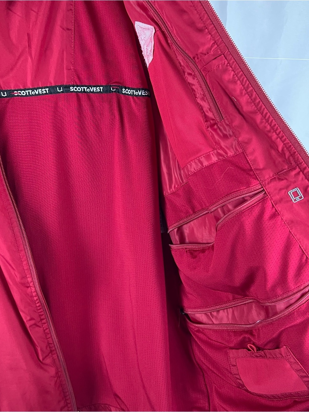 SCOTTeVEST Jacket Mens Medium Red Travel Windbreaker Full Zip Pockets TEC - Picture 4 of 9